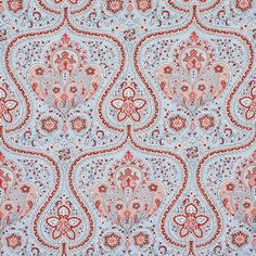 Save 179861 Paisley Court Sky and Rose by Schumacher Fabric Wallpaper Paneling, Wallpaper Room Ideas, Ashley Bedroom, Powder Room Bathroom, Wallcovering Pattern, Bath Remodel Ideas, Schumacher Wallpaper, Haddon Hall, Interior Decoration Ideas