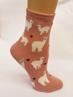 Show you Love of alpaca with these cute socks!  Cute ankle height cotton socks featuring our favorite camelid and little hearts of love. Casual Socks For Gift, Cute Super Soft Socks For Gift, Soft Casual Socks For Gift, Casual Soft Socks Gift Set, Casual Soft Socks For Gifts, Silly Socks, Alpaca Socks, Socks Cute, Funky Socks