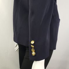 "Austin Reed Navy Blue Blazer 18\" across 26\" long 23\" sleeves Pockets Gold buttons Shoulder pads * Please review all shop policies before completing transaction. All sales final. No returns or exchanges. Price is final. * Bundle up for combined shipping. * Instagram @vintagerunsdeepshop" Blue Blazer With Button Cuffs For Office, Navy Office Blazer With Button Closure, Blue Long Sleeve Blazer With Button Cuffs, Navy Blazer With Button Cuffs, Navy Long Sleeve Blazer With Button Cuffs, Functional Button-up Blazer For Workwear, Formal Blue Outerwear With Snap Buttons, Blue Blazer With Snap Buttons For Office, Classic Blue Blazer With Snap Buttons