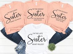 Funny Sisters Matching Shirts Small Sis Big Sis Tee I'm - Etsy Sisters Tee Shirts, Funny Sister Shirts Adults, Sister Tshirts Ideas For Adults, Sisters T Shirts, Sister T Shirts Funny, Siblings Tshirts Ideas, Sisters Cruise Shirts, Sister Shirts For 4, Funny Big Sister Shirts