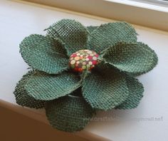 a green flower sitting on top of a window sill