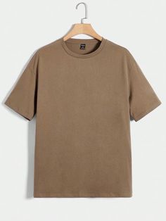 Mockup Camisa, T-shirt Photography, Shein Men, Tan T Shirt, Brown T Shirt, Free T Shirt Design, Drop Shoulder Tee, Blank T Shirts