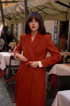 Slow Fashion Brands, Classic Coats, Red Coat, Made Clothing, Cashmere Coat, Mode Inspiration, Parisian Style, Wool Coat, Waist Belt