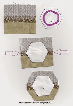 three pieces of fabric with different shapes and sizes