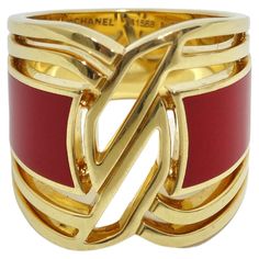 Chanel Ring, Fendi Dress, Red Chanel, Red Ring, Red Rings, Chanel Jewelry, 18k Gold Ring, Red Band, Cartier Ring