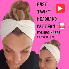 two women wearing headbands with the text easy twist headband pattern for beginners