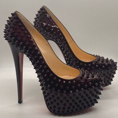 Daffodile Spikes - Rouge Noir 38.5 Box And Dust Bags Included . Worn 3 Times Red Louboutin, Louboutin Shoes, Christian Louboutin Shoes, Shoes Women Heels, Christian Louboutin, Dust Bag, Shoes Heels, Women Shoes, Heels