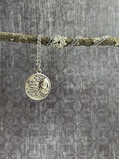 "This beautiful little silver boho pendant / charm necklace features a uniquely detailed silver plated sun pendant that gently hangs from an 18\" long 1.5 mm wide stainless steel chain finished with a lobster clasp.  You'll love this simple lead-free, nickel-free and cadmium-free chain.  So versatile, this necklace will go perfectly with everything in your closet, or make the perfect, thoughtful gift! Click on the link below if you'd like to see all of the items in my shop! https://www.etsy.com/ Bohemian Jewelry Gift, Necklace Sun, Silver Charm Necklace, Sun Face, Face Necklace, Sun Necklace, Sun Pendant, Hippie Necklace, Charm Necklace Silver