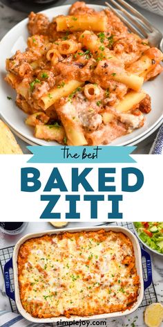 the best baked ziti recipe is in this collage