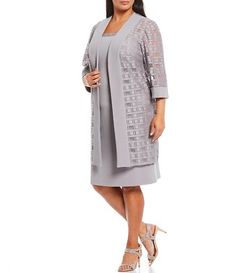 Le Bos Plus Textured 3-Piece Pant Set | Dillard's Grandma Dress, Long Jacket Dresses, Plus Size Wedding Guest Dresses, Dress Geometric, Mother Of Bride Outfits, Work Formal, Geometric Lace, Dress Stretch, Lace Jacket