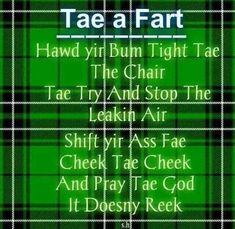 a green tartan plaid with the words tate a fart written in white on it