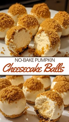 BEST Ever Pumpkin Recipes Board: No-Bake Pumpkin Cheesecake Balls Pumpkin Cheesecake Bites Recipes, Pumpkin Cream Cheesecake Balls, Pumpkin No Bake Balls, No Bake Pumpkin Cheesecake Balls Recipe, Pumpkin Bites No Bake, Pumpkin Balls Cream Cheese, No Bake Pumpkin Cheesecake Bites