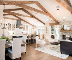 a living room filled with furniture and a fire place in the middle of a room