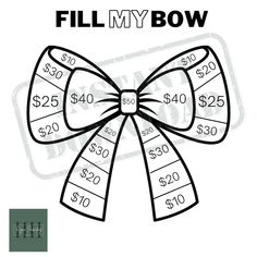 the fill my bow game is shown with $ 20 and $ 50 in each section