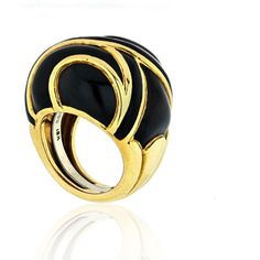 Indulge in the captivating allure of the David Webb Platinum & 18K Yellow Gold Bombe Black Enamel Ring. A true masterpiece of craftsmanship, this ring weaves together the elegance of platinum and the warmth of 18K yellow gold to create a stunning visual contrast. The spiral bombe design gracefully wraps around your finger, showcasing overlapping ribbons adorned with exquisite black enamel. Each ribbon is meticulously outlined with polished gold wire, adding a touch of brilliance to the already m Luxury Polished Yellow Gold Dome Ring, Luxury White Gold Enamel Ring For Formal Occasions, White Gold Luxury Enamel Ring For Formal Occasions, Elegant Yellow Gold Enamel Ring With Polished Finish, Elegant Oval Black Enamel Ring, Formal Yellow Gold Enamel Ring With Black Details, Formal Yellow Gold Ring With Black Enamel, Formal Yellow Gold Black Enamel Ring, Luxury White Gold Enamel Oval Ring