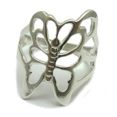 Sterling silver ring 925/1000, butterfly. Stamped 925. Approximate weight 4.1 grams. Width 2.5cm All our jewels are made from solid sterling silver 925/1000 and are carefully crafted by hand in our family workshop. We dispatch your orders in 5 working days, worldwide and the postage is $5. We ship registered priority mail. Please allow 5-7 working days for delivery in Europe and 10-15 working days outside Europe. For any questions - please do not hesitate to contact me! Silver Butterfly Jewelry For Formal Occasions, Silver Butterfly Ring For Formal Occasion, Classic Silver Butterfly Ring For Anniversary, Adjustable Silver Butterfly Ring For Formal Occasions, Sterling Silver Butterfly Ring For Anniversary, Silver Butterfly Ring For Anniversary, Formal Silver Butterfly Ring In Sterling Silver, Sterling Silver Butterfly Open Ring For Anniversary, Silver Butterfly Ring For Wedding