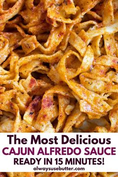 The Most Delicious Cajun Alfredo Sauce Recipe Pinterest Image Easy Cajun Pasta Sauce, Cajun Alfredo Sauce Recipe, Cajun Alfredo Recipe, Cajun Alfredo Sauce, Basic Pasta Sauce, Cajun Pasta Sauce, Easy Cajun Chicken Pasta, Cajun Alfredo, Cajun Pasta Recipes