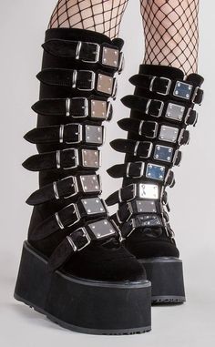 Alt Shoes, Black Velvet Boots, Demonia Boots, Calf Length Boots, Goth Boots, Demonia Shoes, Gothic Shoes