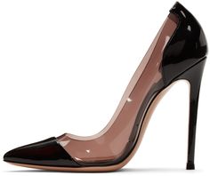 Gianvito Rossi: Black & Pink Patent Plexi Heels | SSENSE Gianvito Rossi Heels Outfit, Gianvito Rossi Plexi, Pink Pvc, Gianvito Rossi Heels, Black Open Toe Heels With Gold-tone Hardware, Beige Patent Leather Heels With 4-inch Heel, Extreme High Heels, Group Halloween Costumes, Boy Costumes