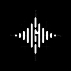 the sound logo is shown in white and black on a black background, with an equal scale