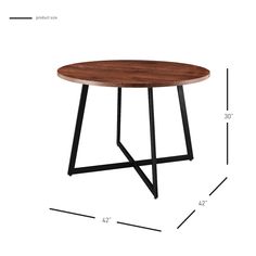 an image of a table with measurements for the top and bottom section, including two legs