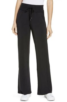 Zella Peaceful Wide Leg Sweatpants Style#: NR446059WN Black Plus Size: 3X (XXS=00, XS=0-2, S=4-6, M=8-10, L=12-14, XL=16-18 (14W), XXL=20 (16W)). A marled knit adds to the cozy comfort of wide leg sweatpants fitted with an adjustable drawstring at the ribbed waist. High rise 33" inseam Elastic/drawstring waist Front slant pockets 72% Tencel® modal, 22% polyester, 6% spandex Tencel modal is a sustainably produced fiber made with closed-loop processing and is certified with the EU Ecolabel as havi Sweatpants Fit, Sweatpants Style, Wide Leg Sweatpants, Active Wear Pants, Seamless Leggings, Comforters Cozy, Cropped Leggings, Classic Looks, Clothing Items