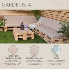 the instructions for how to build a garden sofa