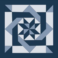 an abstract blue and white quilt design