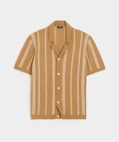 Retro vibes abound in this cabana-inspired sweater polo — think 60s leading man vacationing by the shore. It has a relaxed, straight fit that’s perfect for layering: try wearing it open over a tee or tank on warm days, or add a colorful pop beneath a jacket or sport coat when the weather’s cooler. It’s knit from wool blend yarn that’s very soft, light and plush — a nubby texture with none of the roughness boucle can sometimes have. 80% Wool, 20% Recycled Nylon Notched Lapel Full-Placket 1x1 Rib Trim Side Seam Vents Made in China Dry clean or hand wash cold. Do not machine wash (even if your machine has a "Hand Wash" setting). Do not bleach. Do not tumble dry; lay flat to dry. Cool iron inside out if needed.  Learn more about caring for your wool sweaters Style SW3750139 Sweaters Style, Sweatshorts Shorts, Sweater Polo, Todd Snyder, Linen Suits, Cashmere Accessories, Linen Tshirts, Slim Fit Suits, Sneaker Dress Shoes