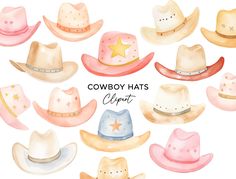 watercolor cowboy hats clipart