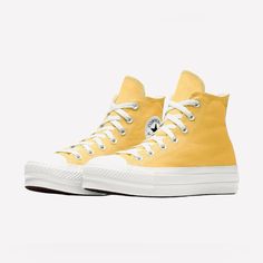 Converse Chuck 70 By You Custom Unisex Hi Top Platform Yellow Sneakers/Sz:W:9.5/M:7.5/Nwt Brand New With Tags! Without Original Box! Size: Women:9.5/Men’s:7.5”/Footbed Is 26 Cm Color: Yellow Material: Canvas Upper/Rubber Custom Unisex Converse All Star High Top Platform Sneakers! If You Have Any Questions Please Let Me Know Via Message! Please Read The Description And Check Measurements Before Purchase! Happy Shopping! Black Converse Low, Converse Chuck Taylor Leather, Unrealistic Wishlist, Converse Collection, Cute Converse Shoes, All Black Converse, Converse All Star High, Yellow Converse, Cute Converse