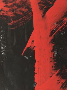 an abstract painting with red and black colors