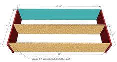the bottom section of a wooden box with measurements for it and how to measure it