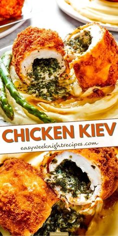 the chicken kev is stuffed with spinach and cheese