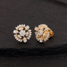 ⚫ This earrings made with natural diamonds in solid 14k yellow gold, ⚫ Solid 14k Yellow Gold Stud Earrings Pave Diamond Jewelry ⚫ Stud Earrings, Gold Earrings, Diamond Earrings, Fine Jewelry, Handmade Earrings ⚫ Special customize for mother's day, Anniversary, Birthday Gift, Valentine, Mother's Day Christmas. ⚫ Item Details: Gross Weight:- 2.702 Grams 14k Yellow Gold Weight:- 2.614 Grams Diamond Weight:- 0.44 Ct. Item Size:- 10 x 10 MM Item SKU:- AEOS-2011 Please let us know if you required in o Modern White Gold Earrings With Elegant Design, Modern Round Earrings With Elegant Design, Modern Earrings With Elegant Design For Gift, Modern Elegant Earrings For Gift, Modern Elegant White Gold Earrings, Diamond White Halo Design Earrings For Anniversary, Yellow Gold Halo Drop Earrings, Elegant Yellow Gold Halo Earrings, Formal White Brilliant Cut Earrings