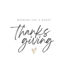 a thank card with the words thanks giving written in black ink on a white background