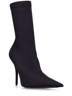 110mm Heel. Synthetic upper. Elongated pointed toe. Leather sole Balenciaga Boots, Velvet Socks, Balenciaga Women, Pointed Toe Boots, Toe Socks, Slouched Boots, Flat Espadrilles, Fashion Socks, Heeled Loafers