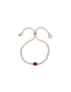 Anne Klein Gold Tone Oval Slider Bracelet Red Adjustable Classic Jewelry, Adjustable Red Oval Bracelets, Adjustable Red Oval Bracelet, Adjustable Oval Jubilee Bracelet, Elegant Red Jewelry With Adjustable Length, Elegant Red Jewelry With Sliding Knot, Slider Bracelet, Crystal Stones, Oval Pendant