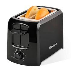 a toaster with two pieces of bread in it