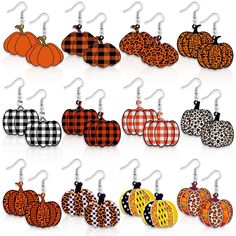 PRICES MAY VARY. pumpkin Earring Set：You will receive 12 pairs of leopard pumpkin acrylic drop shape earring earrings in 12 different styles, which are cute accessories for fall parties, in enough quantity and style to meet your daily needs to wear, change and share, and create different combinations for you. Unique Design：These exquisite fall earrings will be your beauty whether you wear them everyday or for the holidays. Fall Thanksgiving acrylic earrings are colorful and rich in design. They Leaf Turkey, Thanksgiving Jewelry, Fall Parties, Leopard Pumpkin, Autumn Thanksgiving, Pumpkin Earrings, Fall Earrings, Fall Party, Fall Accessories