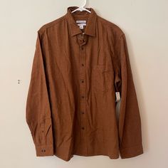 Brand New Never Worn. Flannel Material. Brown Everyday Collared Shirt, Brown Long Sleeve Shirt For Everyday, Brown Relaxed Fit Shirt For Everyday, Everyday Brown Long Sleeve Shirt, Everyday Brown Cotton Shirt, Brown Buttoned Top For Business Casual, Casual Brown Workwear Shirt, Casual Brown Shirt For Work, Brown Everyday Button-up Shirt