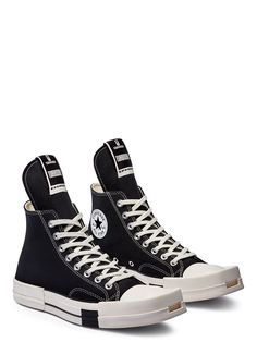 RICK OWENS - SHOES - Rick Owens Rick Owens Converse, Sneakers Outfit Women, Converse 70, Rick Owens Boots, Rick Owens Shoes, Black Chucks, Silver Outfits, Shoes Aesthetic, Nike Shoes Girls