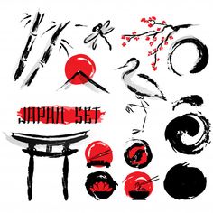 the japanese symbols and calligraphy on a white background royalty illustration