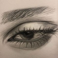 a drawing of an eye with long lashes