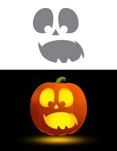 a pumpkin with an angry face on it's front and back sides are shown