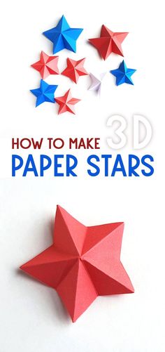 How to Make Paper 3D Stars 4th Of July Paper Crafts, Beginner Origami, Burlap Ribbon Crafts, Paper Wreath Diy, Fourth Of July Crafts For Kids, 3d Stars, Hanging Craft Ideas, Paper 3d