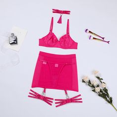 Fabric: Polyester Pattern: Solid Element: Cutout,Lace/Tulle/Fishnet Product Type: Bras & Panty Sets Main Composition: Polyester Season: Seasonless Dress With Stockings, Bra Panty, Long Gloves, Bra Set, Lingerie Set, Mens Swimwear, Night Gown, Lingerie, Bra