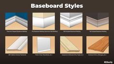 different types of baseboards are shown in this graphic style, including the baseboard styles