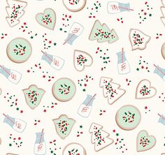 an image of christmas cookies and other holiday treats on a white background that is seamless