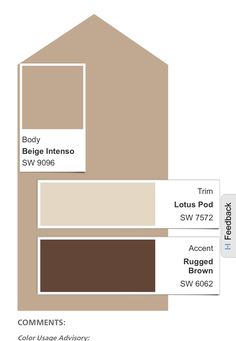 the color scheme for this house is brown and beige, with two different colors on each side